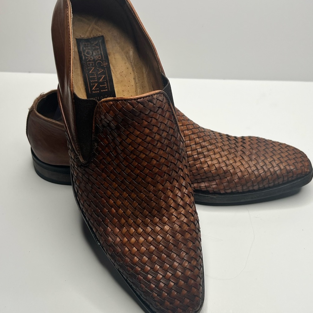 Mercanti Fiorentini Woven Brown Leather Slip-Ons Sz 9M
